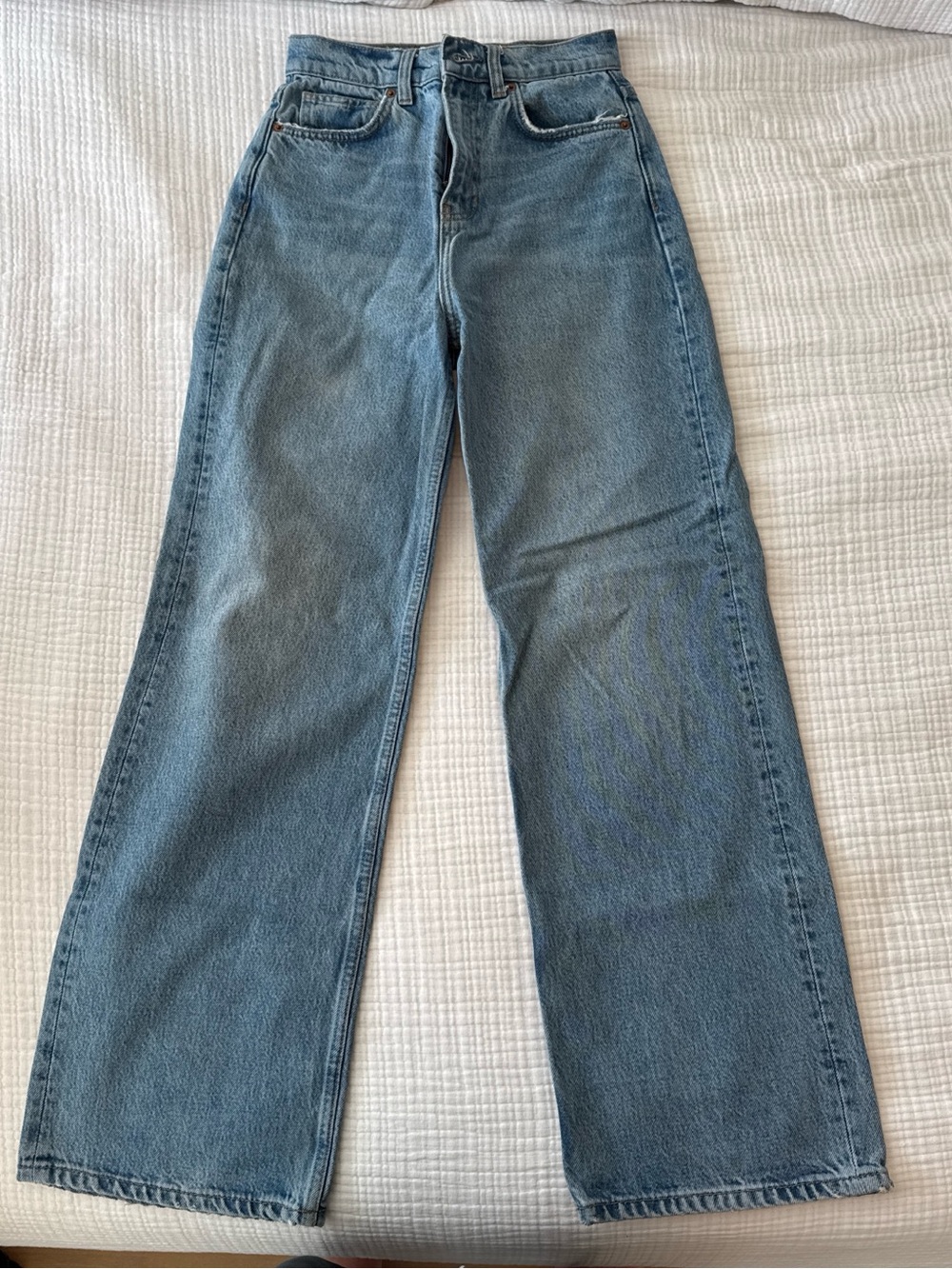 Reformation Wide-Leg High-Rise Jeans in Light Blue Denim